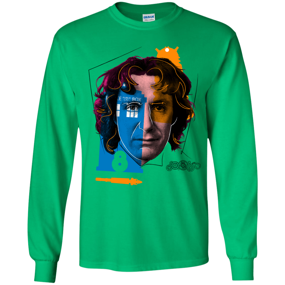 T-Shirts Irish Green / YS Doctor Warwhol 8 Youth Long Sleeve T-Shirt