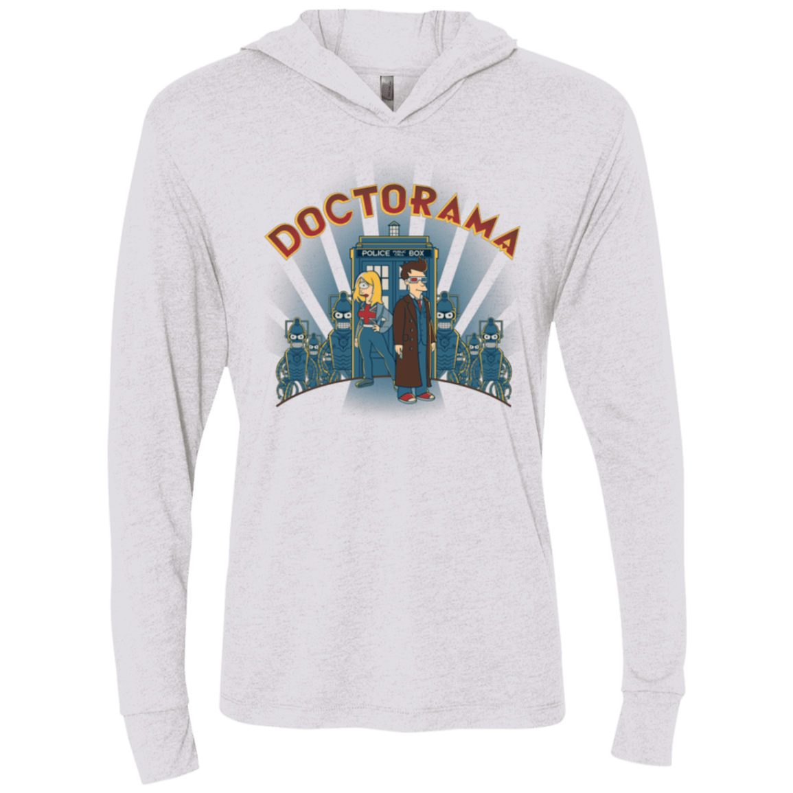 T-Shirts Heather White / X-Small DOCTORAMA (2) Triblend Long Sleeve Hoodie Tee