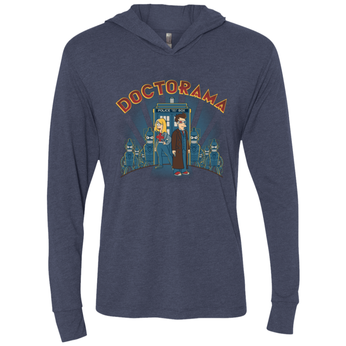 T-Shirts Vintage Navy / X-Small DOCTORAMA (2) Triblend Long Sleeve Hoodie Tee