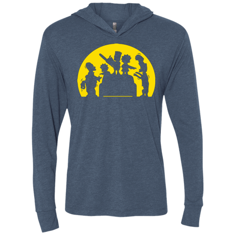 T-Shirts Indigo / X-Small Doh Zombies Triblend Long Sleeve Hoodie Tee