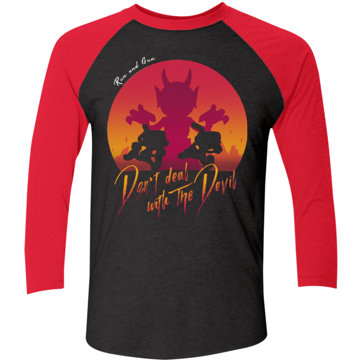 T-Shirts Vintage Black/Vintage Red / X-Small Don't deal with the Devil Men's Triblend 3/4 Sleeve