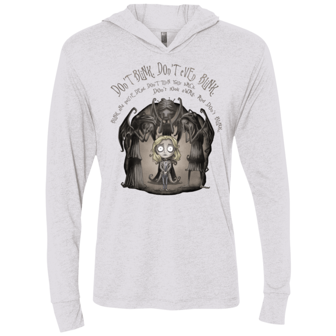 T-Shirts Heather White / X-Small Dont Blink Triblend Long Sleeve Hoodie Tee