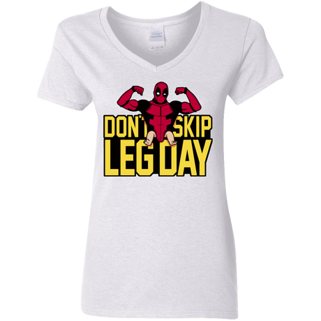 T-Shirts White / S Dont Skip Leg Day Women's V-Neck T-Shirt