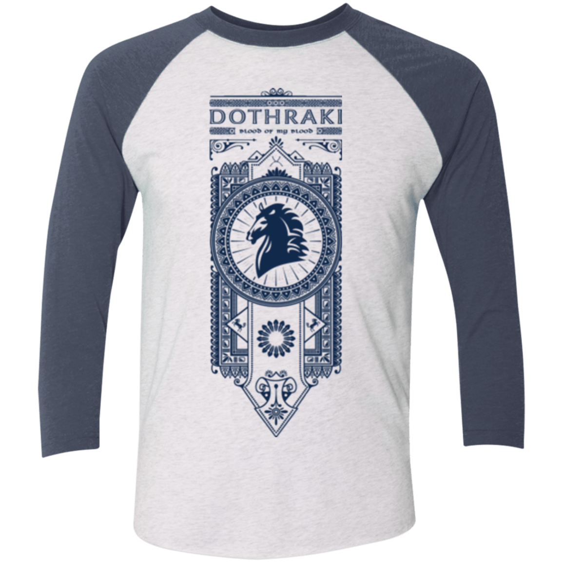 T-Shirts Heather White/Indigo / X-Small Dothraki Men's Triblend 3/4 Sleeve