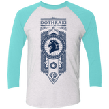 T-Shirts Heather White/Tahiti Blue / X-Small Dothraki Men's Triblend 3/4 Sleeve