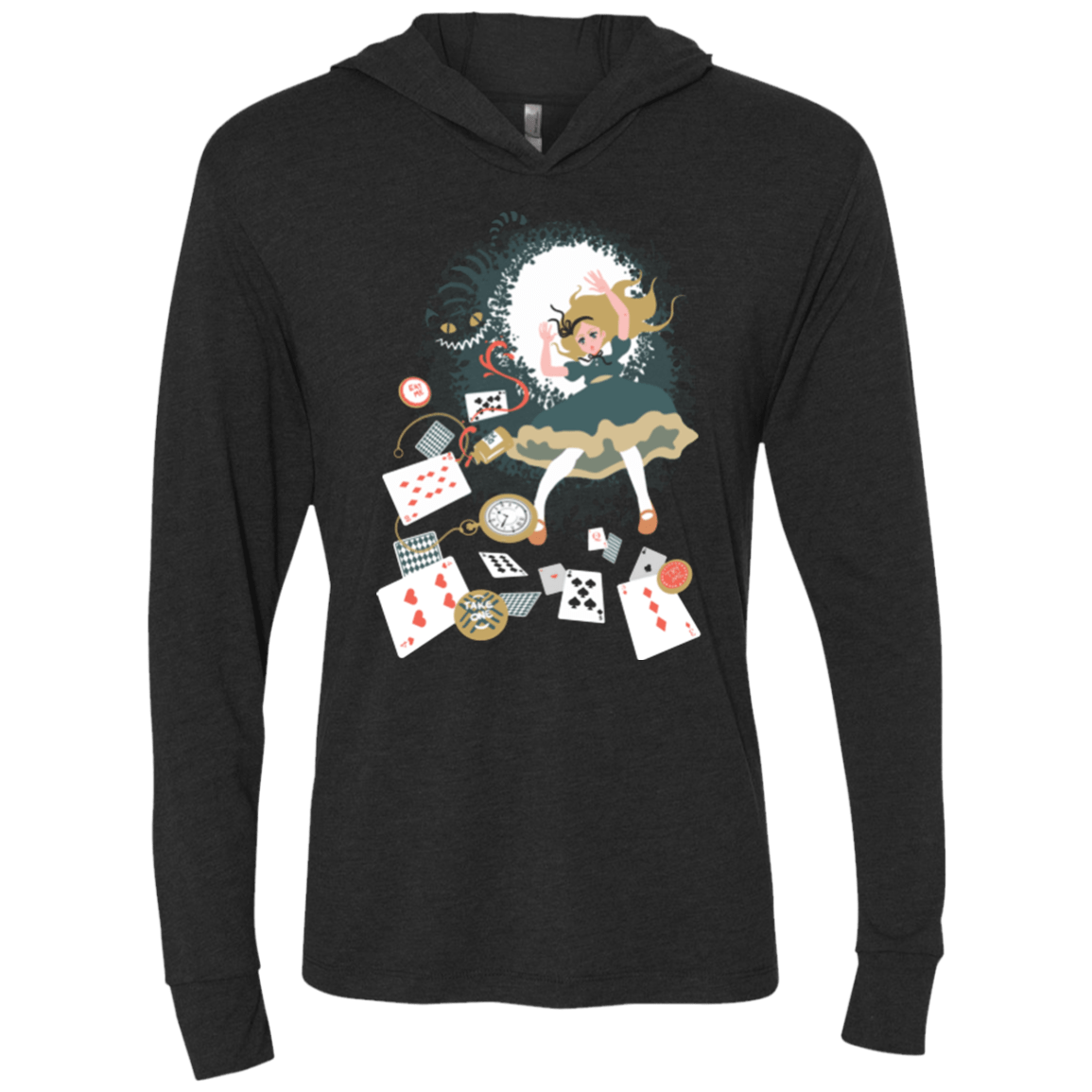 T-Shirts Vintage Black / X-Small Down the rabbit hole Triblend Long Sleeve Hoodie Tee