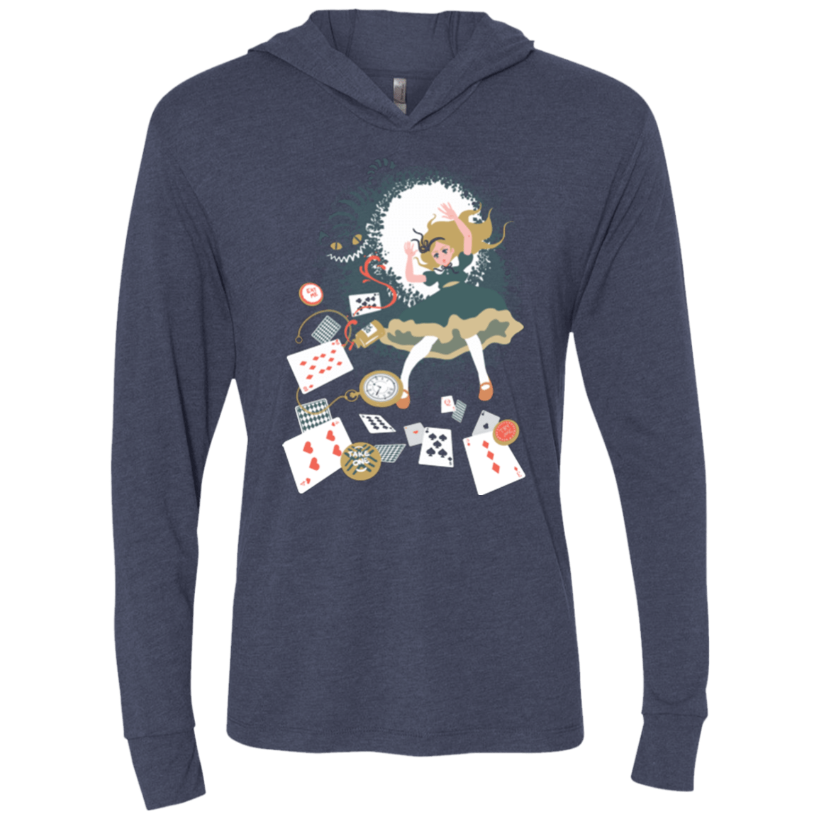 T-Shirts Vintage Navy / X-Small Down the rabbit hole Triblend Long Sleeve Hoodie Tee