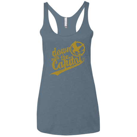 T-Shirts Indigo / X-Small Down with the Capitol Women's Triblend Racerback Tank