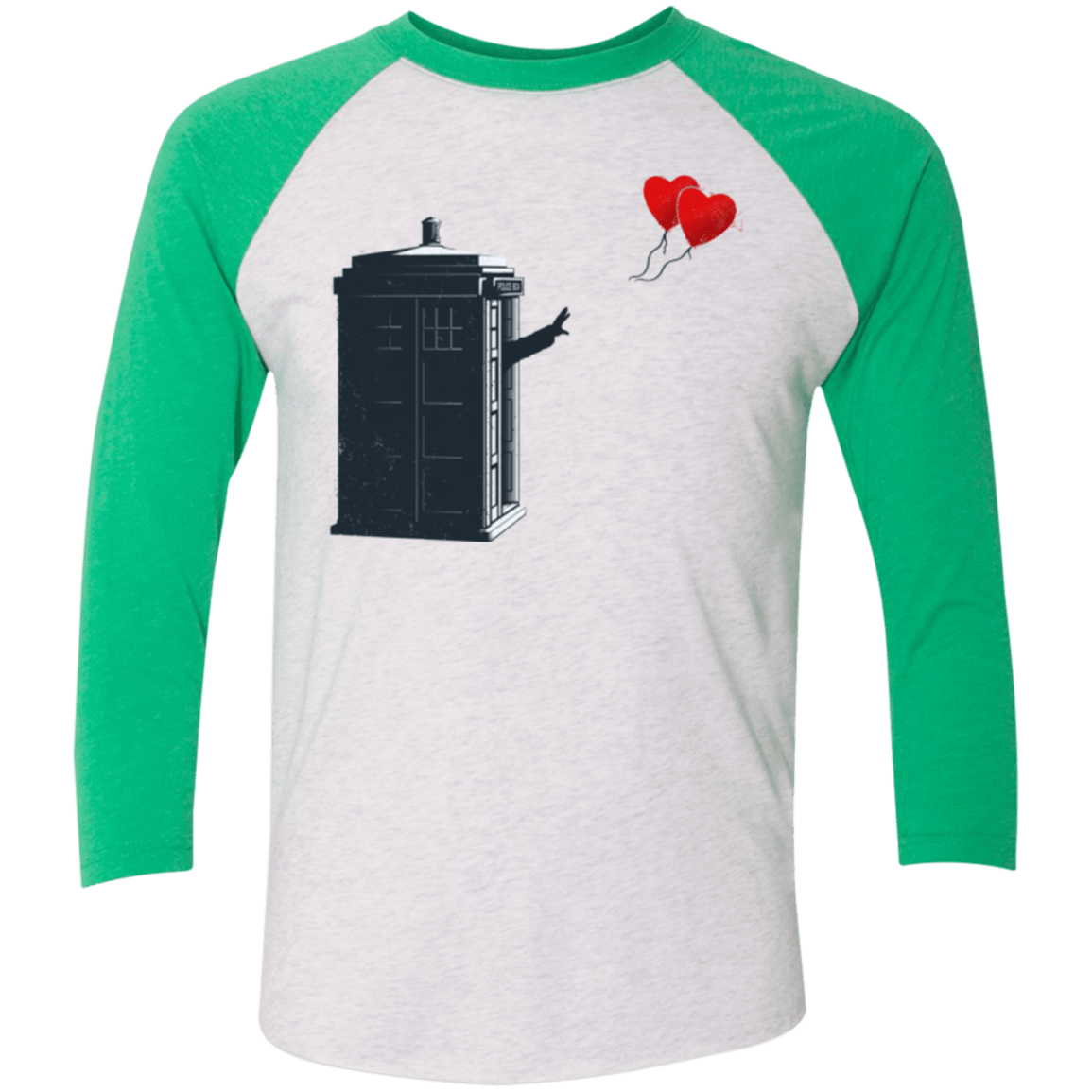 T-Shirts Heather White/Envy / X-Small Dr Banksy Heart Balloon Triblend 3/4 Sleeve