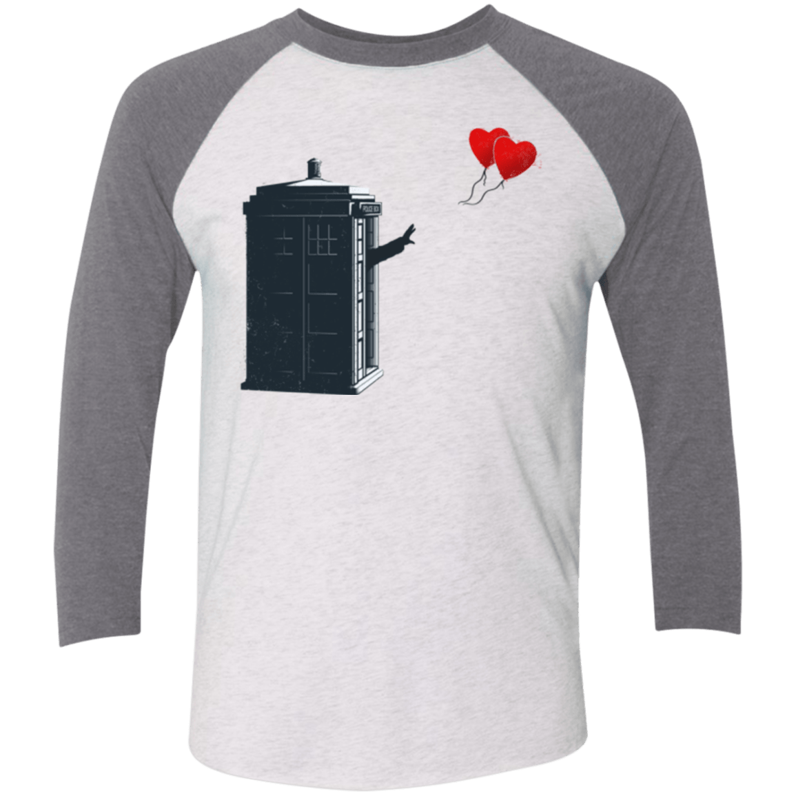 T-Shirts Heather White/Premium Heather / X-Small Dr Banksy Heart Balloon Triblend 3/4 Sleeve