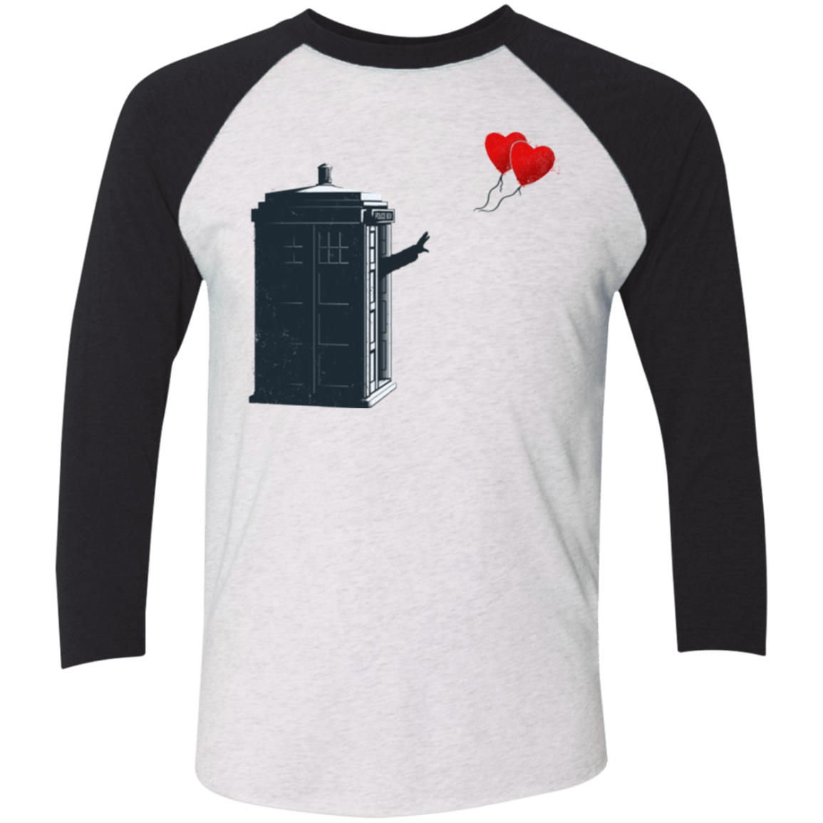 T-Shirts Heather White/Vintage Black / X-Small Dr Banksy Heart Balloon Triblend 3/4 Sleeve