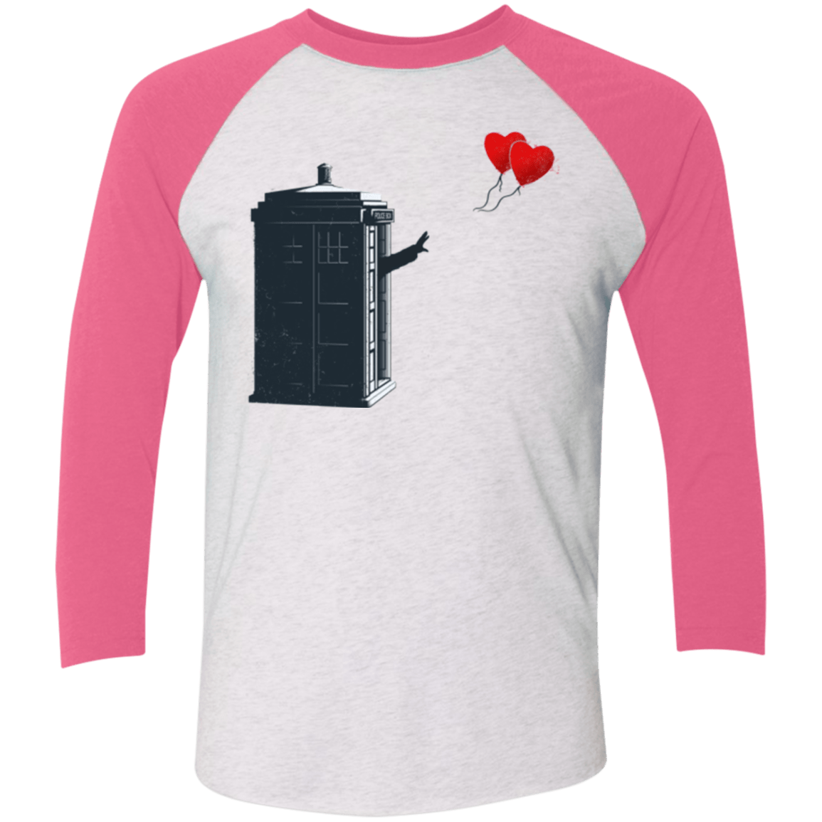 T-Shirts Heather White/Vintage Pink / X-Small Dr Banksy Heart Balloon Triblend 3/4 Sleeve