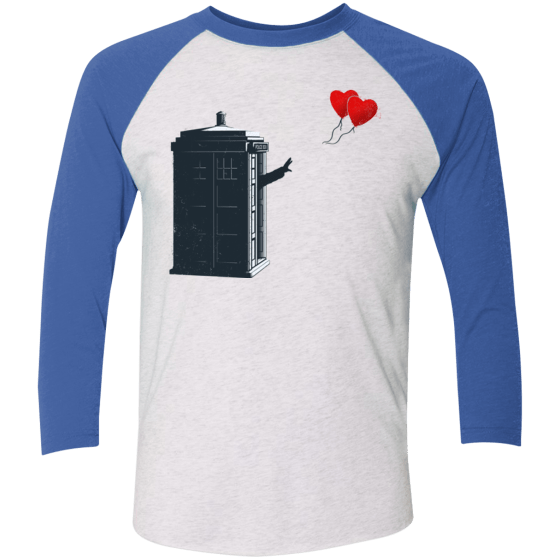 T-Shirts Heather White/Vintage Royal / X-Small Dr Banksy Heart Balloon Triblend 3/4 Sleeve