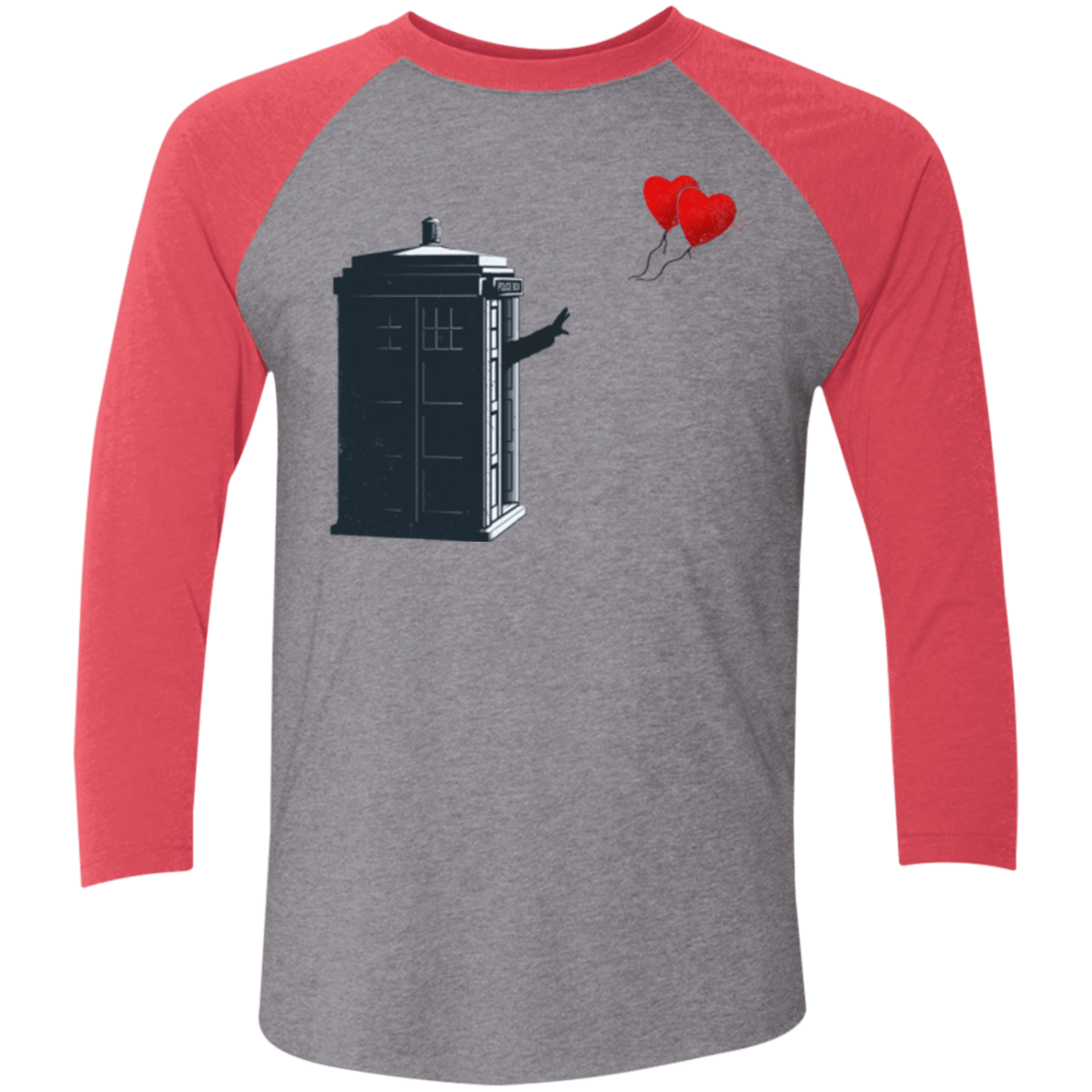 T-Shirts Premium Heather/ Vintage Red / X-Small Dr Banksy Heart Balloon Triblend 3/4 Sleeve