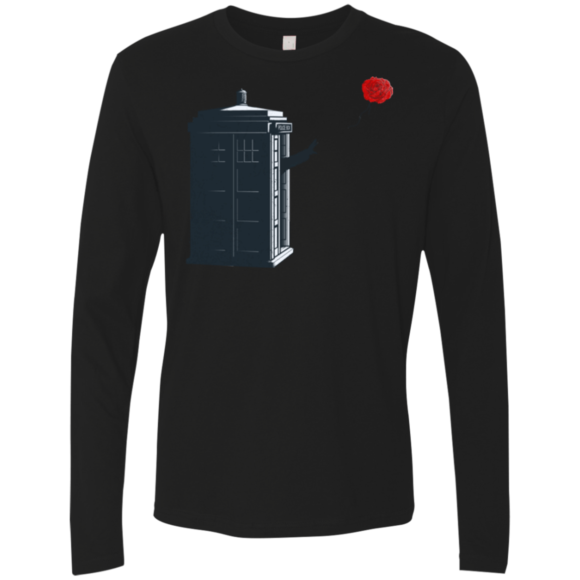 T-Shirts Black / Small Dr Banksy Rose Balloon Men's Premium Long Sleeve