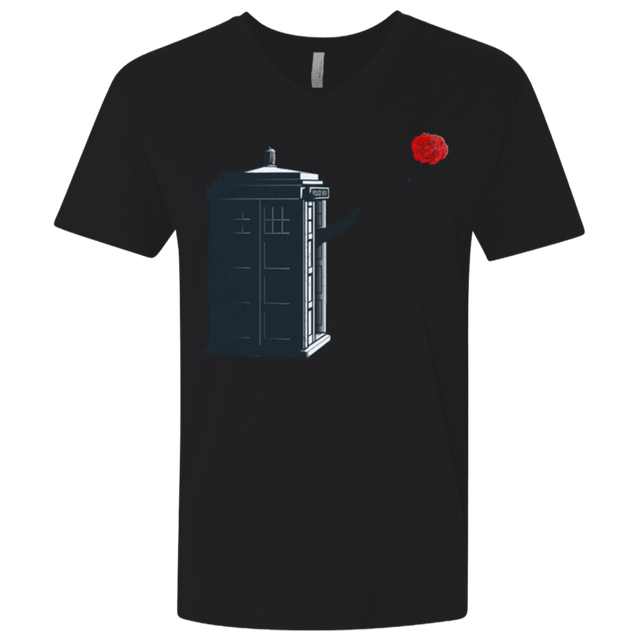 T-Shirts Black / X-Small Dr Banksy Rose Balloon Men's Premium V-Neck