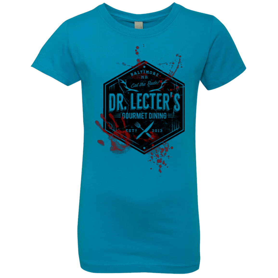 T-Shirts Turquoise / YXS Dr. Lecter's Gourmet Dining Girls Premium T-Shirt
