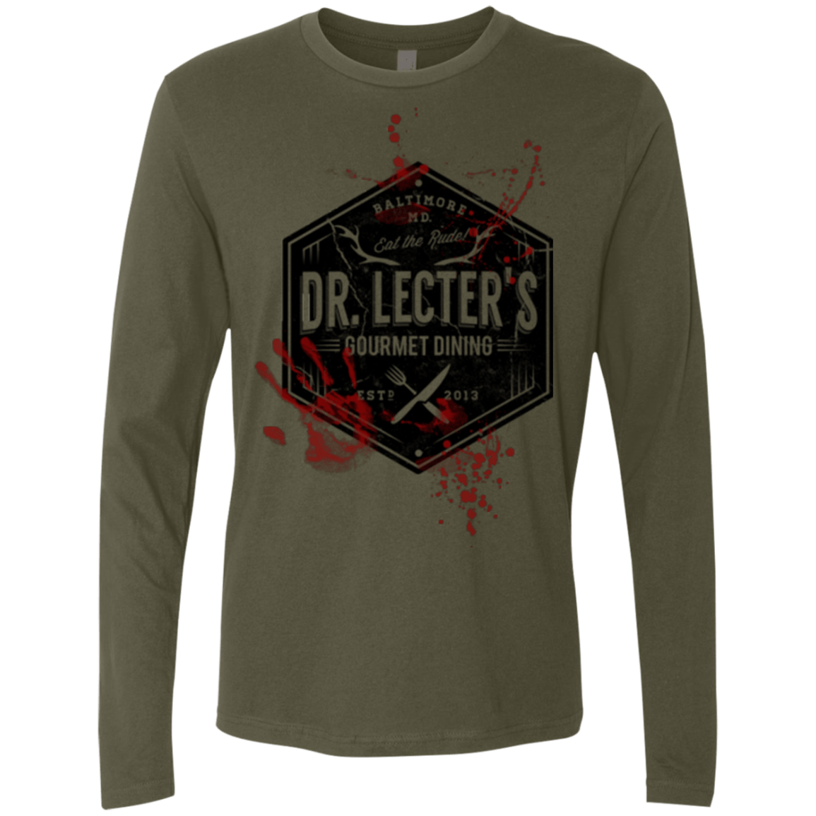 T-Shirts Military Green / Small Dr. Lecter's Gourmet Dining Men's Premium Long Sleeve
