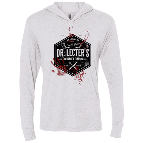 T-Shirts Heather White / X-Small Dr. Lecter's Gourmet Dining Triblend Long Sleeve Hoodie Tee