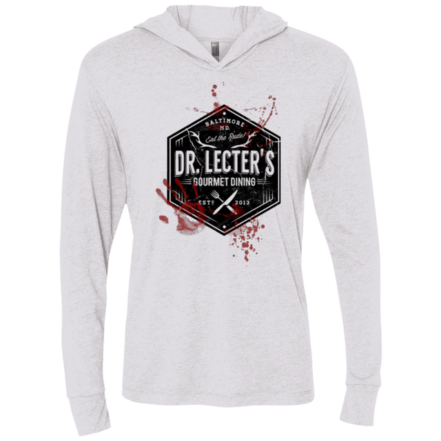 T-Shirts Heather White / X-Small Dr. Lecter's Gourmet Dining Triblend Long Sleeve Hoodie Tee