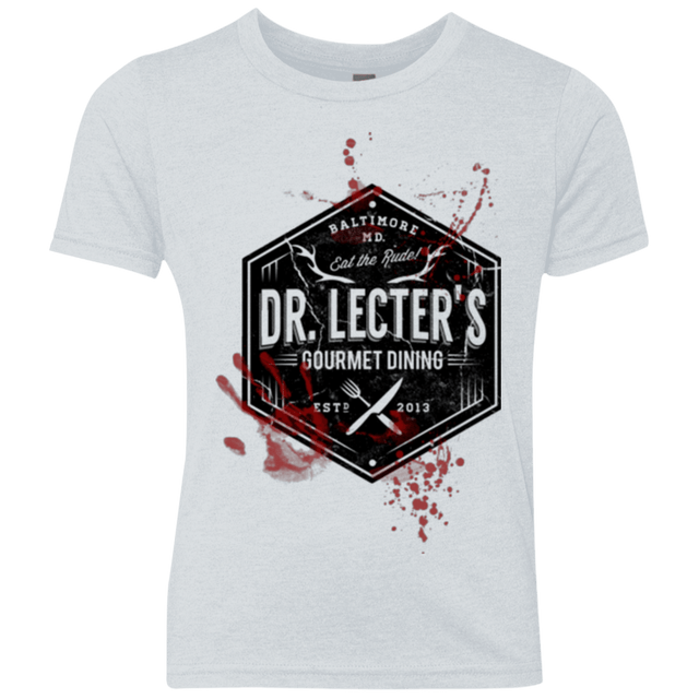 T-Shirts Heather White / YXS Dr. Lecter's Gourmet Dining Youth Triblend T-Shirt