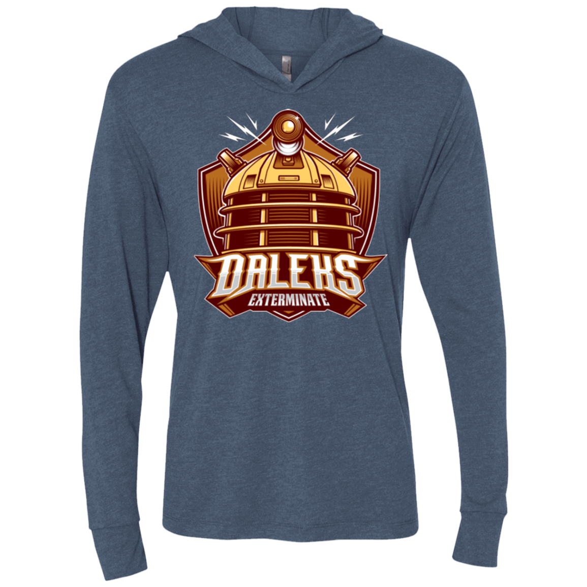 T-Shirts Indigo / X-Small Dr. Who Daleks Triblend Long Sleeve Hoodie Tee