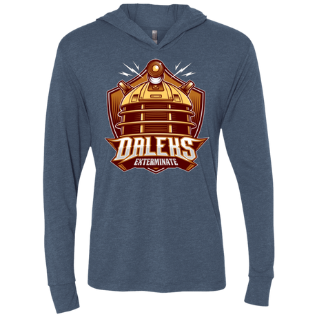 T-Shirts Indigo / X-Small Dr. Who Daleks Triblend Long Sleeve Hoodie Tee