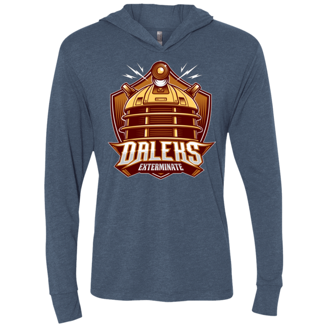 T-Shirts Indigo / X-Small Dr. Who Daleks Triblend Long Sleeve Hoodie Tee