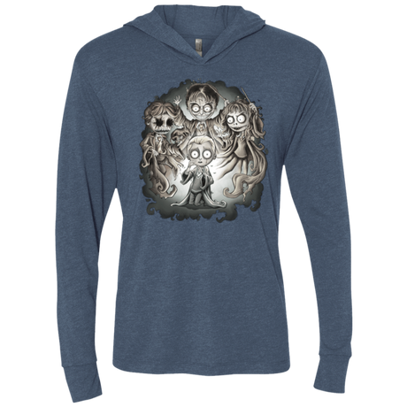 T-Shirts Indigo / X-Small Dracos Nightmare Triblend Long Sleeve Hoodie Tee