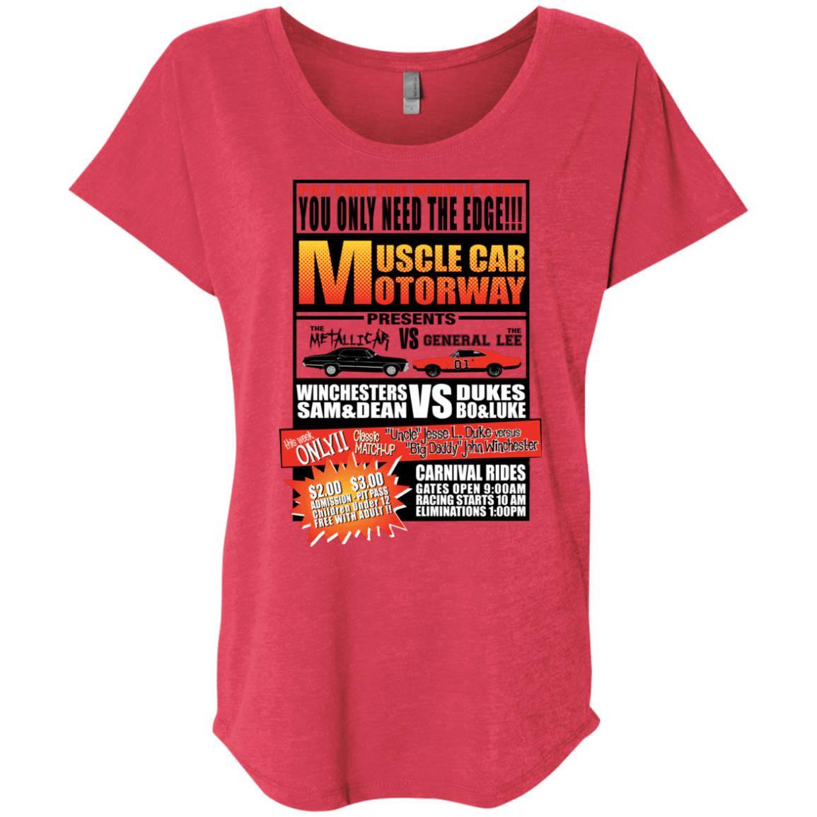 T-Shirts Vintage Red / X-Small Drag Race Triblend Dolman Sleeve