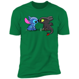 T-Shirts Kelly Green / S Dragon and Alien Kiss Men's Premium T-Shirt