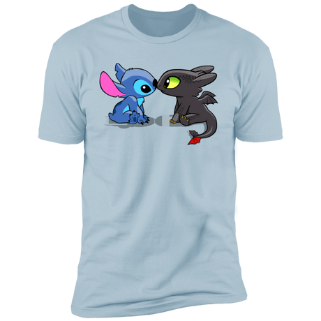 T-Shirts Light Blue / S Dragon and Alien Kiss Men's Premium T-Shirt