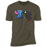 T-Shirts Military Green / S Dragon and Alien Kiss Men's Premium T-Shirt