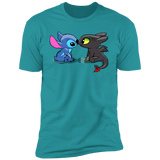 T-Shirts Tahiti Blue / S Dragon and Alien Kiss Men's Premium T-Shirt
