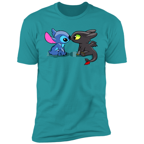 T-Shirts Tahiti Blue / S Dragon and Alien Kiss Men's Premium T-Shirt