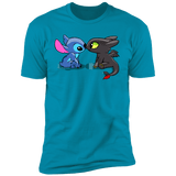 T-Shirts Turquoise / S Dragon and Alien Kiss Men's Premium T-Shirt