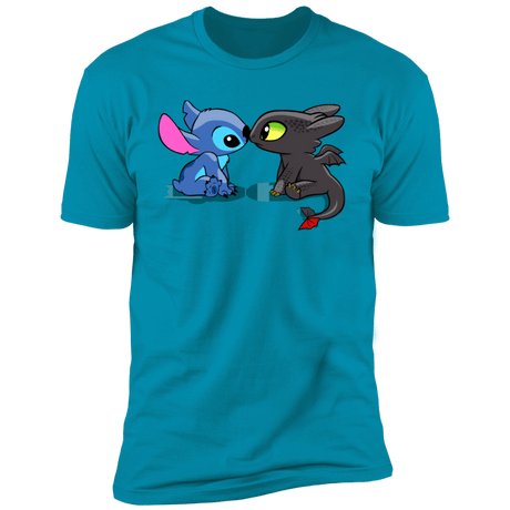 T-Shirts Turquoise / S Dragon and Alien Kiss Men's Premium T-Shirt