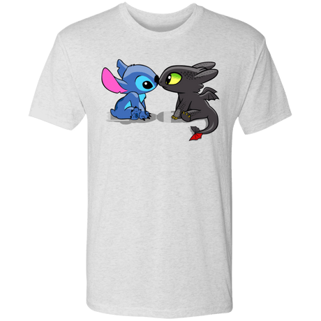 T-Shirts Heather White / S Dragon and Alien Kiss Men's Triblend T-Shirt