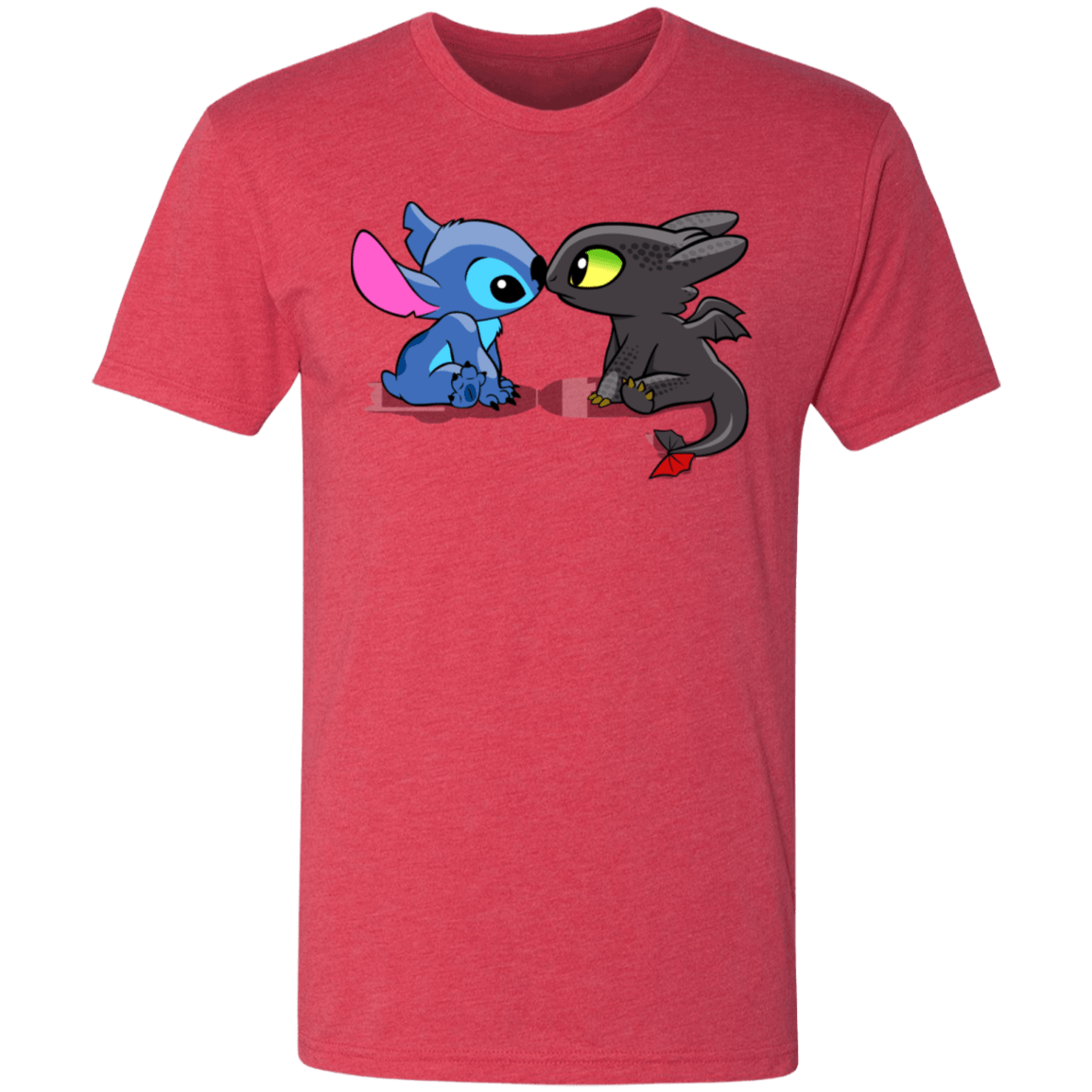 T-Shirts Vintage Red / S Dragon and Alien Kiss Men's Triblend T-Shirt