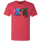 T-Shirts Vintage Red / S Dragon and Alien Kiss Men's Triblend T-Shirt