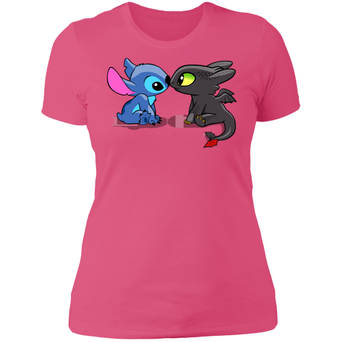 T-Shirts Hot Pink / S Dragon and Alien Kiss Women's Premium T-Shirt