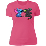 T-Shirts Hot Pink / S Dragon and Alien Kiss Women's Premium T-Shirt