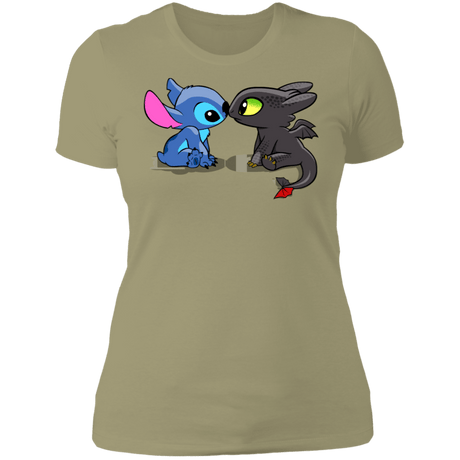 T-Shirts Light Olive / S Dragon and Alien Kiss Women's Premium T-Shirt