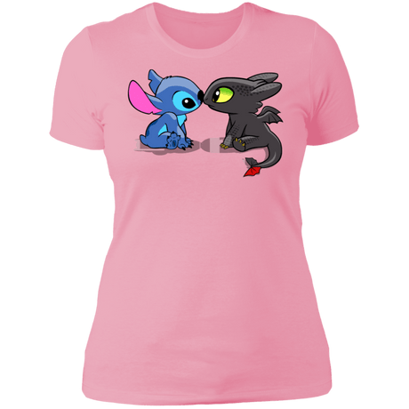 T-Shirts Light Pink / S Dragon and Alien Kiss Women's Premium T-Shirt