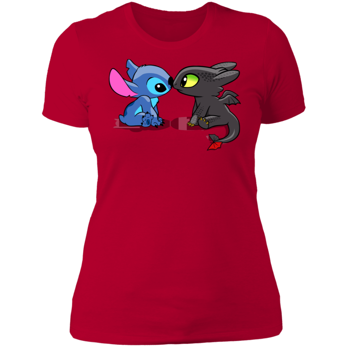 T-Shirts Red / S Dragon and Alien Kiss Women's Premium T-Shirt
