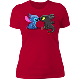 T-Shirts Red / S Dragon and Alien Kiss Women's Premium T-Shirt