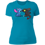 T-Shirts Turquoise / S Dragon and Alien Kiss Women's Premium T-Shirt