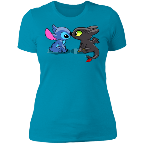 T-Shirts Turquoise / S Dragon and Alien Kiss Women's Premium T-Shirt