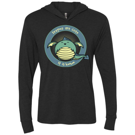 T-Shirts Vintage Black / X-Small Dragons are Cute Triblend Long Sleeve Hoodie Tee