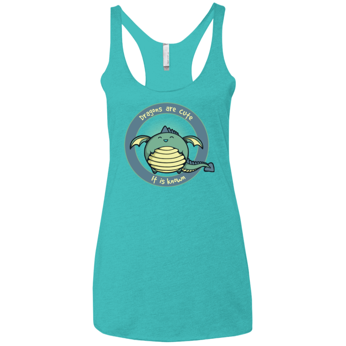 T-Shirts Tahiti Blue / X-Small Dragons are Cute Women's Triblend Racerback Tank